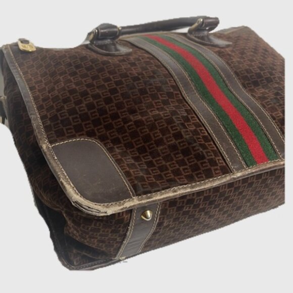Vintage ✨Gucci✨ Brown Suede Logo Ophidia Shopper Tote - Picture 5 of 9